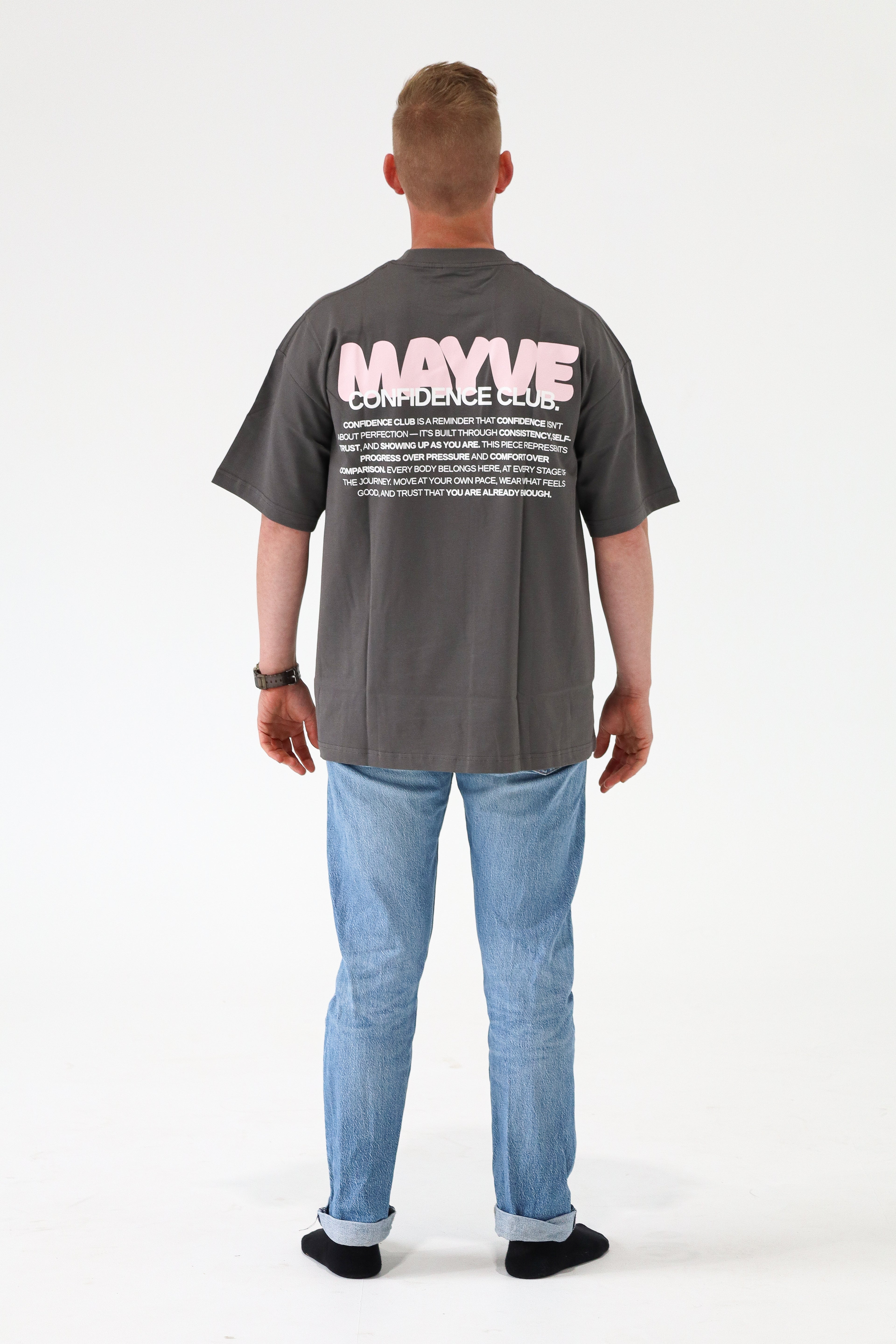 CONFIDENCE CLUB TEE - GREY & PINK