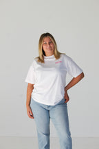 CONFIDENT TEE - WHITE & PINK