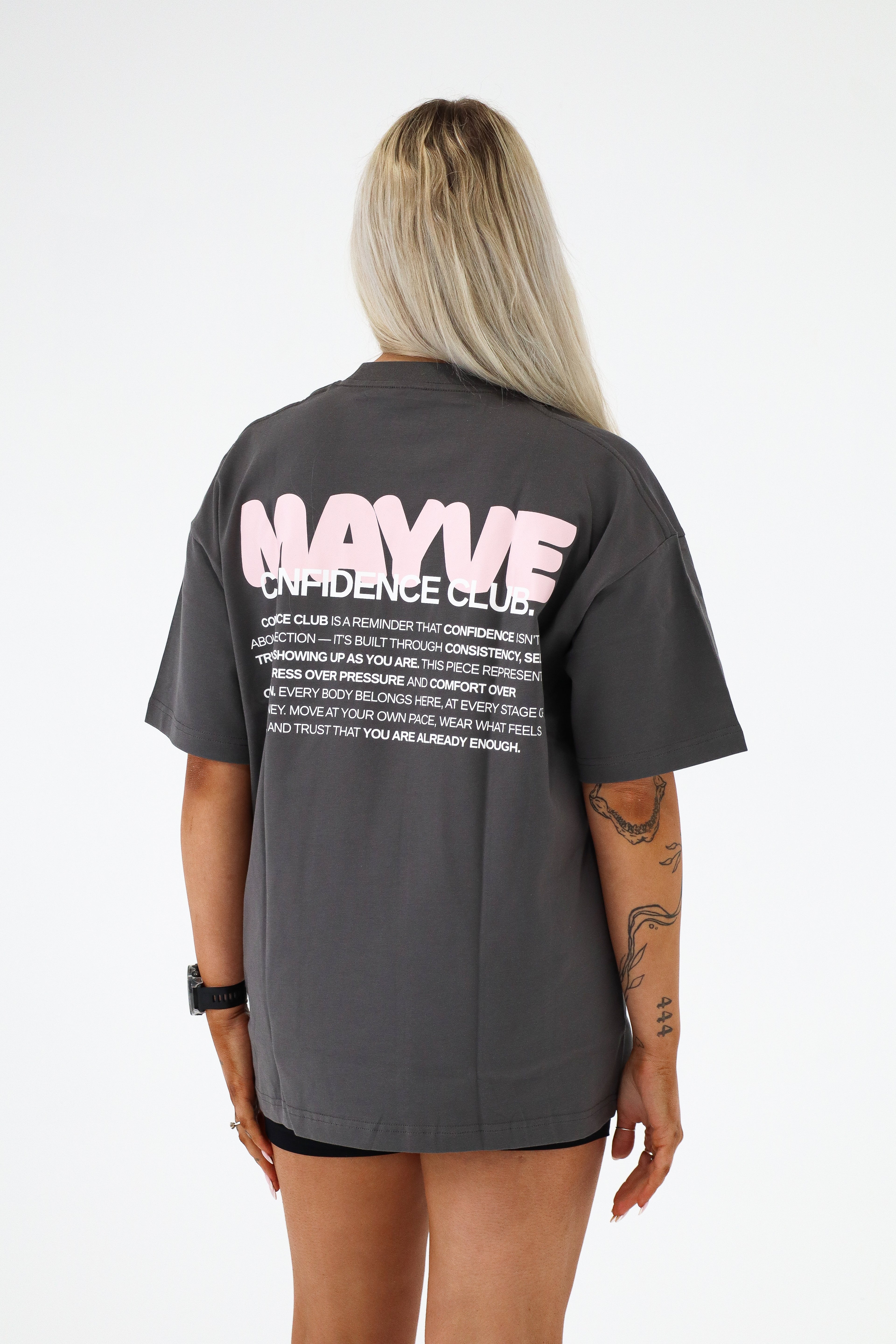 CONFIDENCE CLUB TEE - GREY & PINK