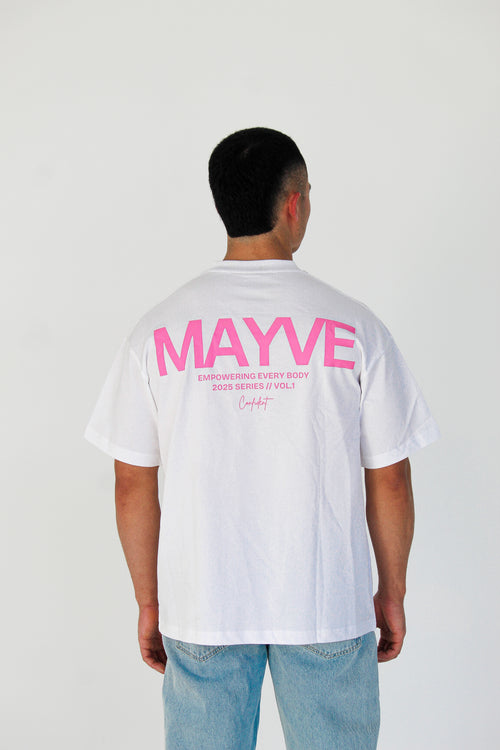CONFIDENT TEE - WHITE & PINK