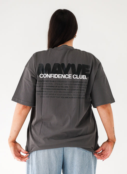 CONFIDENCE CLUB TEE - GREY & BLACK