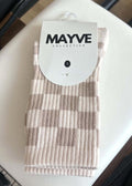 MAYVE GRIP PILATES SOCKS - CHECKERED GREY/OFF WHITE