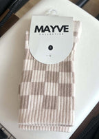 MAYVE GRIP PILATES SOCKS - CHECKERED GREY/OFF WHITE