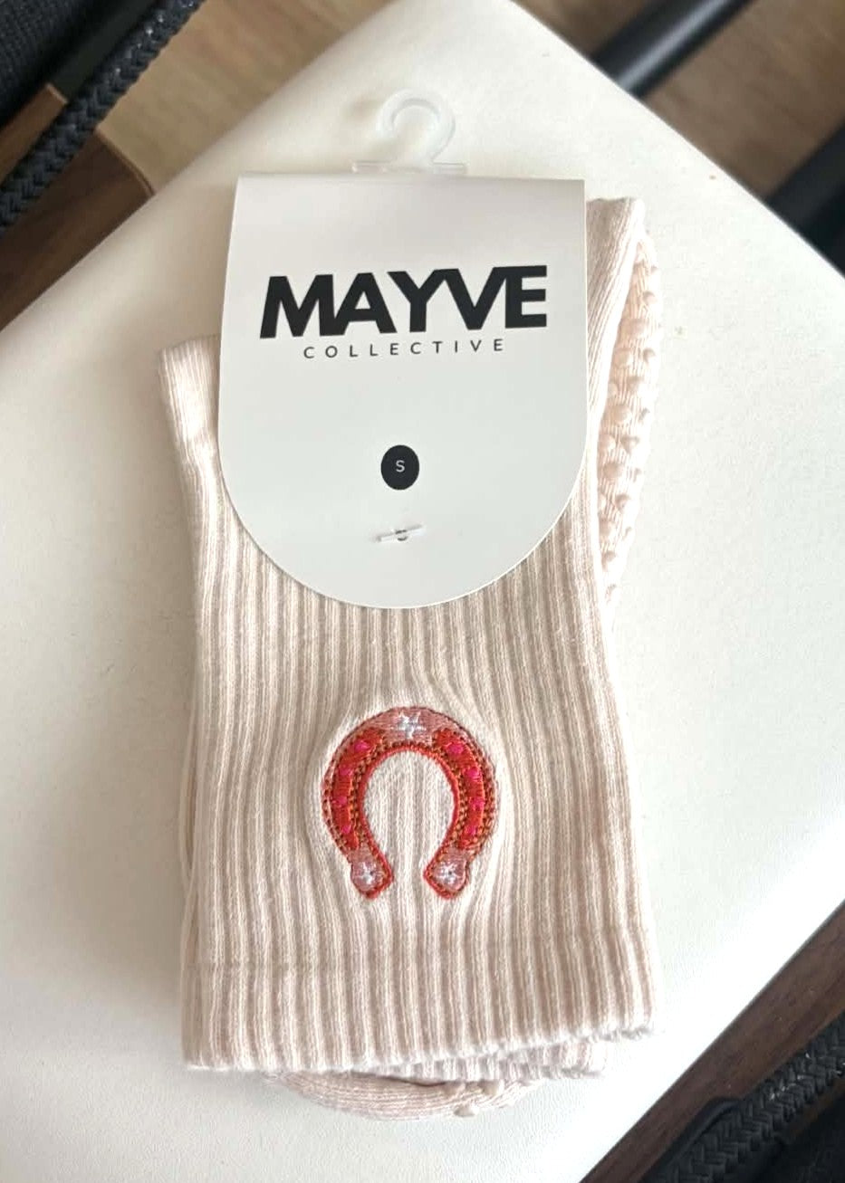 MAYVE GRIP PILATES SOCKS - LUCKY HORSESHOE