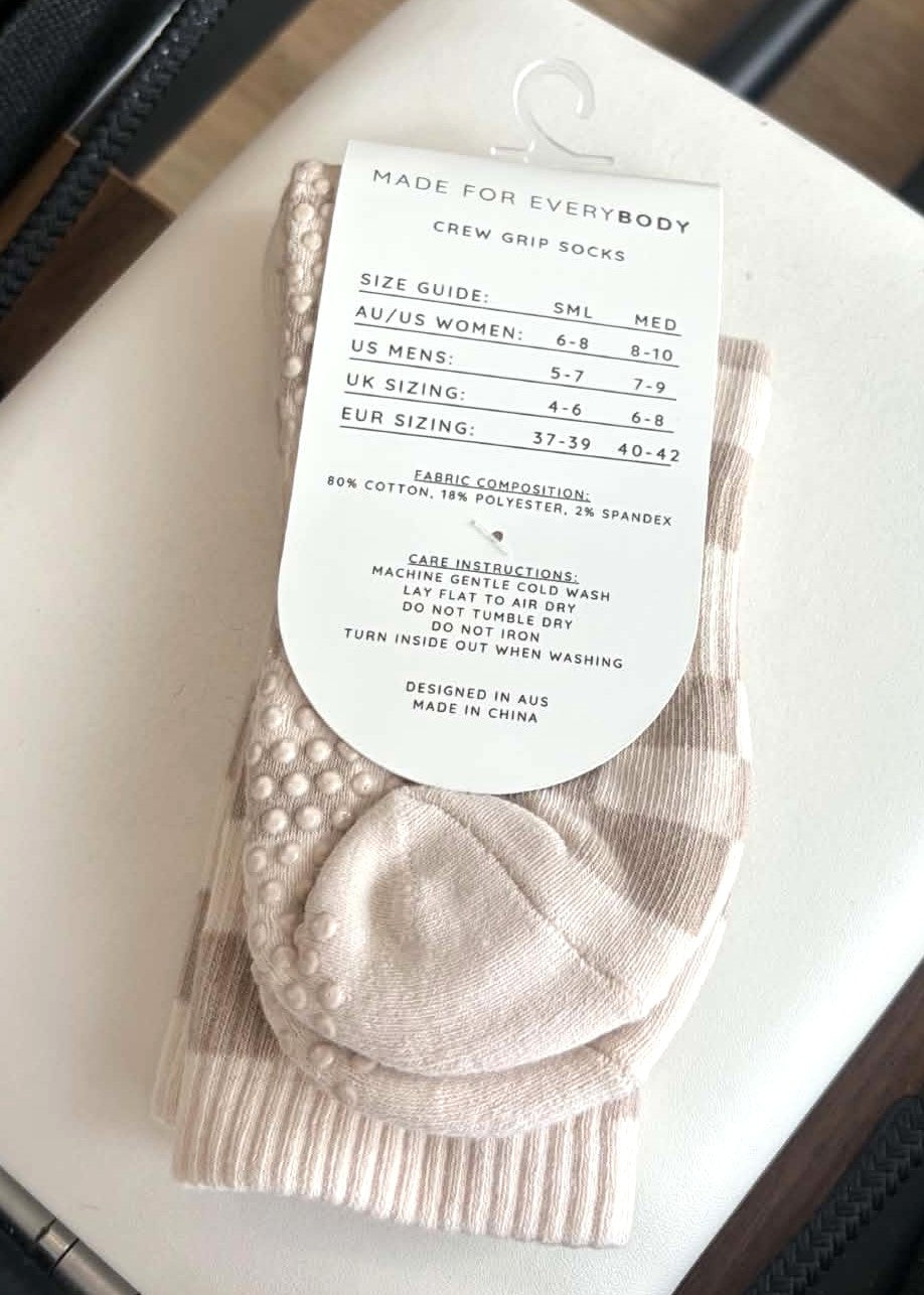 MAYVE GRIP PILATES SOCKS - CHECKERED GREY/OFF WHITE